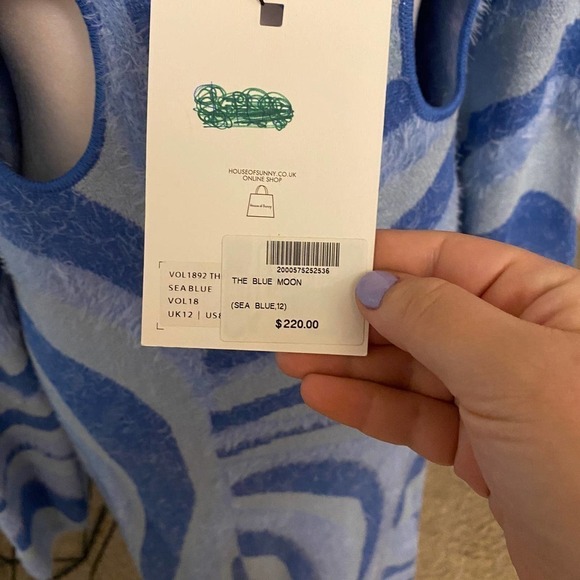 NWT House of Sunny Wave Sweater Blue Moon Dress Cut out Back Long Sleeve Blue 8 - Picture 14 of 16